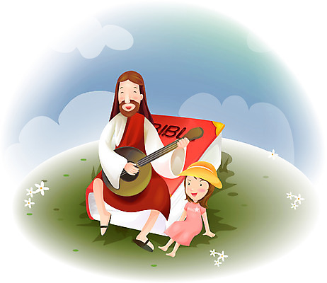 EPS 주간 여자 남자 기독교 종교 어린이 악기 일러스트 노래 현악기 사람 소녀 초원 성인 야외 두명 교회 목장 기도 기타 예수 하나님 성직자 찬송가 찬양 복음 사도 국내일러스트 자연요소 음악 종교건축 건물 신_종교 파일형식 벡터