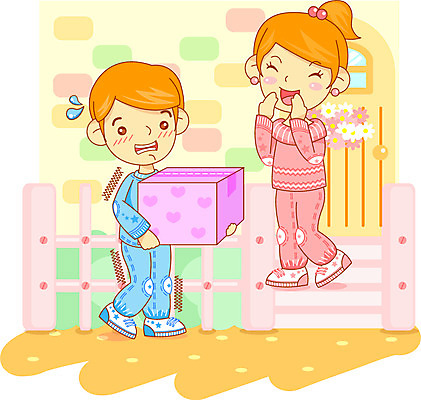 EPS 부부 커플 여자 남자 일러스트 주택 사람 두명 이사 신혼 이삿짐 무거움 신혼집 국내일러스트 관계 건물 무게 파일형식 벡터