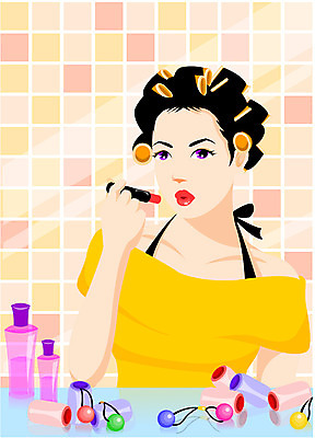 EPS 모델 라이프스타일 여자 패션 일러스트 한명 사람 20대 성인 화장 뷰티 화장품 미용실 머리손질 여자만 여자한명만 성인여자만 청년만 청년여자만 성인한명만 청년여자한명만 성인여자한명만 성인만 국내일러스트 1 청년 생활 뷰티샵 파일형식 벡터