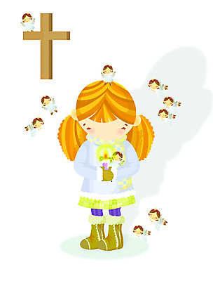 EPS 전신 여자 기독교 종교 초등학생 어린이 십자가 일러스트 촛불 천사 한명 서기 사람 소녀 교회 기도 여자만 여자한명만 어린이만 소녀만 소녀한명만 국내일러스트 1 학생 초 종교건축 모션 건물 파일형식 벡터