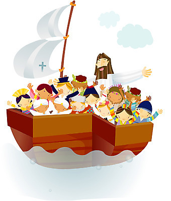 EPS 주간 여자 남자 기독교 종교 어린이 다수 일러스트 항해 사람 인종 소녀 소년 여러명 상반신 야외 세계 교회 예수 십자가모양 선박 국내일러스트 자연요소 모양 십자가 수상교통 배_교통 종교건축 건물 신_종교 파일형식 벡터