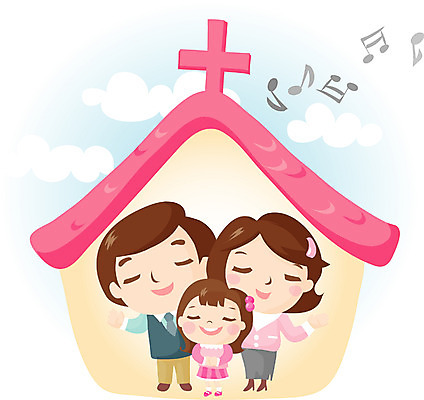 EPS 전신 클립아트 여자 남자 기독교 종교 일러스트 가정 가족 주택 서기 사람 세명 교회 기도 찬송가 찬양 국내일러스트 노래 관계 종교건축 모션 건물 파일형식 벡터