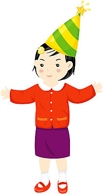 EPS 전신 클립아트 여자 초등학생 어린이 일러스트 한명 서기 사람 소녀 이벤트 파티 고깔모자 생일 여자만 여자한명만 어린이만 소녀만 소녀한명만 국내일러스트 모자_잡화 1 학생 기념일 모션 파일형식 벡터