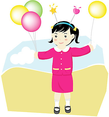 EPS 전신 클립아트 여자 초등학생 어린이 일러스트 한명 서기 사람 소녀 이벤트 파티 생일 풍선 여자만 여자한명만 어린이만 소녀만 소녀한명만 국내일러스트 1 학생 기념일 모션 파일형식 벡터