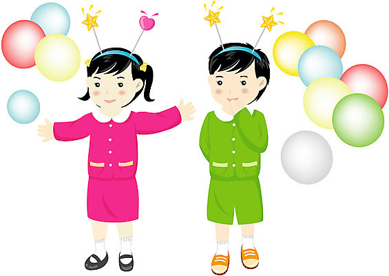 EPS 전신 클립아트 여자 남자 어린이 일러스트 서기 사람 소녀 이벤트 소년 두명 파티 생일 풍선 어린이만 국내일러스트 기념일 모션 파일형식 벡터