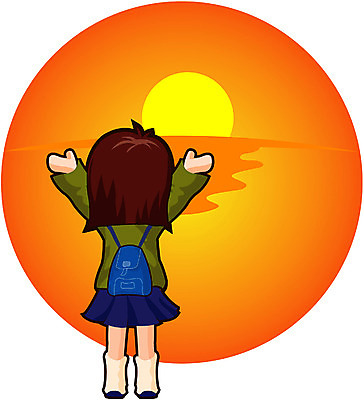 EPS 전신 클립아트 여자 교육 대학생 일러스트 하늘 새출발 새해 서기 사람 풍경 야외 태양 일출 일몰 시작 출발 여자만 국내일러스트 자연요소 학생 컨셉 모션 새로움 노을 파일형식 벡터