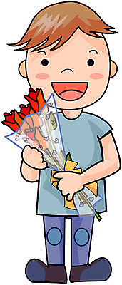 EPS 전신 클립아트 남자 꽃 감정 초등학생 어린이 꽃다발 프로포즈 일러스트 화이트데이 발렌타인데이 선물 사랑 한명 서기 사람 소년 남자만 남자한명만 어린이만 소년만 소년한명만 국내일러스트 식물 1 학생 모션 데이이벤트 파일형식 벡터