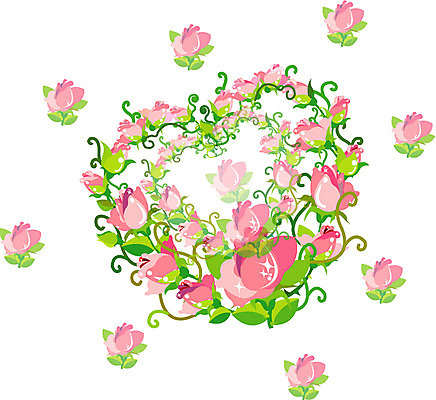 EPS 클립아트 식물 꽃 분홍색 일러스트 이벤트 사람없음 장식 파티 화관 하트 오브젝트 이벤트용품 국내일러스트 모양 컬러 파일형식 벡터