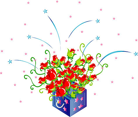 EPS 클립아트 식물 리본 일러스트 포장 선물 이벤트 사람없음 상자 장미 파티 오브젝트 이벤트용품 꽃상자 국내일러스트 꽃 파일형식 벡터