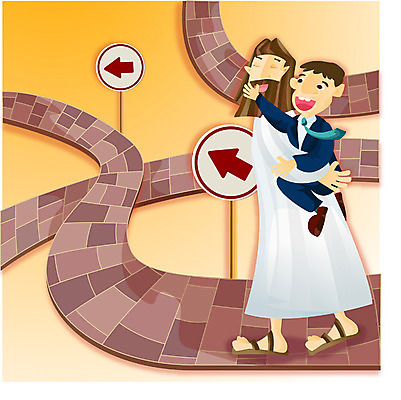 EPS 전신 남자 화살표 기독교 종교 길 일러스트 서기 사람 두명 교회 직장인 비즈니스맨 예수 구출 남자만 국내일러스트 직업 비즈니스 종교건축 모션 건물 도움 신_종교 파일형식 벡터