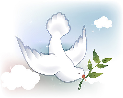 EPS 클립아트 동물 척추동물 기독교 종교 일러스트 조류 하늘 나뭇잎 사람없음 평화 비둘기 국내일러스트 컨셉 잎 파일형식 벡터