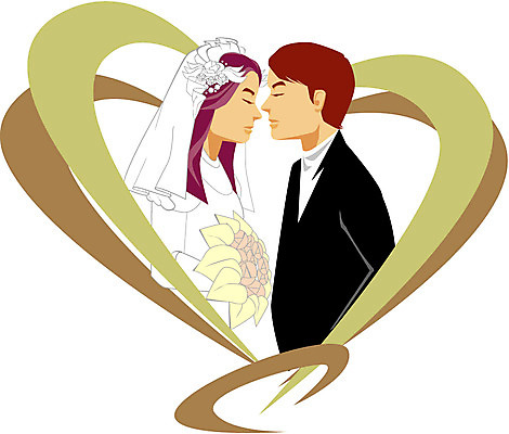 EPS 클립아트 부부 커플 여자 남자 부케 웨딩드레스 결혼 일러스트 결혼식 면사포 사랑 사람 정장 턱시도 상반신 두명 마주보기 눈감음 웨딩마치 국내일러스트 드레스 옷 감정 꽃다발 관계 모션 이벤트 결혼소품 파일형식 벡터
