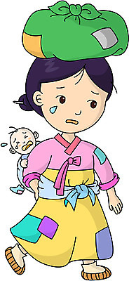 EPS 전신 클립아트 한국문화 한국전통 전통 여자 일러스트 엄마 동화 전래동화 서기 사람 20대 성인 두명 슬픔 짐 아기 울음 전통의상 한복 가난 눈물 보따리 업기 흥부와놀부 누더기 여자만 여자한명만 국내일러스트 동양문화 감정 컨셉 가족 모션 한국 표정 청년 파일형식 벡터