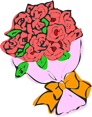 EPS 식물 꽃 리본 꽃다발 일러스트 선물 사람없음 장식 빨간색 다발 한다발 국내일러스트 컬러 파일형식 벡터