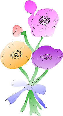 EPS 클립아트 식물 꽃 리본 꽃다발 일러스트 선물 사람없음 장식 컬러풀 다발 한다발 국내일러스트 컬러 파일형식 벡터