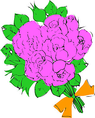 EPS 식물 꽃 리본 꽃다발 일러스트 선물 사람없음 장식 보라색 다발 한다발 국내일러스트 컬러 파일형식 벡터