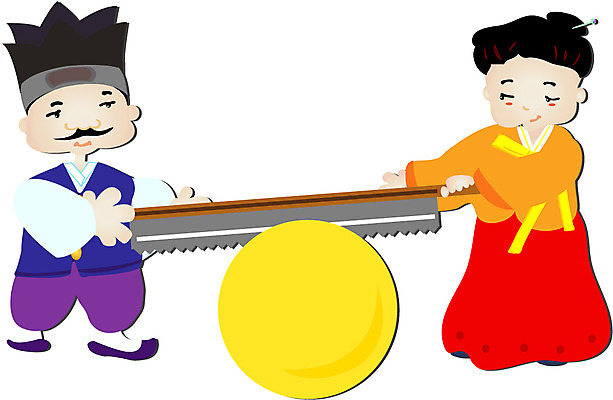 EPS 전신 클립아트 한국문화 한국전통 전통 부부 커플 여자 남자 일러스트 남편 전래동화 서기 사람 성인 두명 아내 전통의상 한복 자르기 박 양반 흥부와놀부 톱 놀부 놀부마누라 톱질 성인만 국내일러스트 동양문화 관계 모션 동화 한국 공구 신분 파일형식 벡터