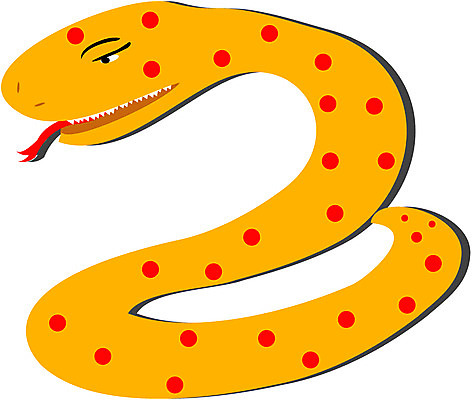 EPS 동물 척추동물 한마리 컬러 일러스트 파충류 사람없음 물방울무늬 주황색 뱀 독사 국내일러스트 1 무늬 파일형식 벡터