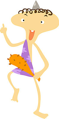 EPS 전신 클립아트 캐릭터 일러스트 상상 뿔 한명 서기 들기 사람 방망이 가리킴 춤 도깨비 도깨비방망이 가상인물 일러캐릭터 1 모션 문화예술 손짓 파일형식 벡터