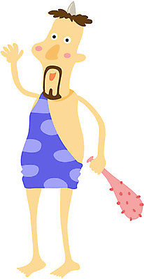 EPS 전신 클립아트 캐릭터 일러스트 상상 수염 뿔 한명 서기 들기 사람 손들기 방망이 도깨비 도깨비방망이 가상인물 일러캐릭터 1 모션 파일형식 벡터