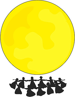 EPS 클립아트 한국문화 한국전통 전통 여자 명절 실루엣 컬러 일러스트 놀이 한국 사람 여러명 노란색 추석 축제 전통놀이 보름달 달 가을 정월대보름 강강술래 달맞이 여자만 국내일러스트 자연요소 동양문화 계절 기념일 아시아 다수 촬영기법 파일형식 벡터