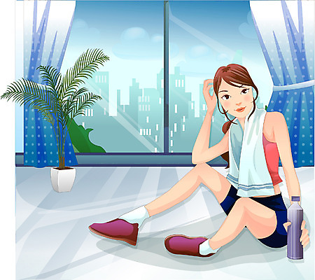 EPS 우먼라이프 웰빙 여자 거실 일러스트 집안 휴식 실내 한명 사람 20대 성인 취미 라이프 운동복 운동 여자만 여자한명만 성인여자만 청년만 청년여자만 성인한명만 청년여자한명만 성인여자한명만 성인만 국내일러스트 1 라이프스타일 옷 컨셉 건강 청년 내부 생활 파일형식 벡터