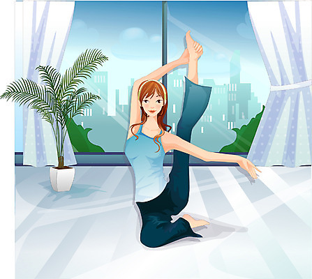 EPS 우먼라이프 웰빙 여자 거실 다이어트 일러스트 요가 집안 실내 건강 한명 사람 20대 성인 운동 생활체조 체조 여자만 여자한명만 성인여자만 청년만 청년여자만 성인한명만 청년여자한명만 성인여자한명만 성인만 국내일러스트 1 라이프스타일 청년 내부 파일형식 벡터