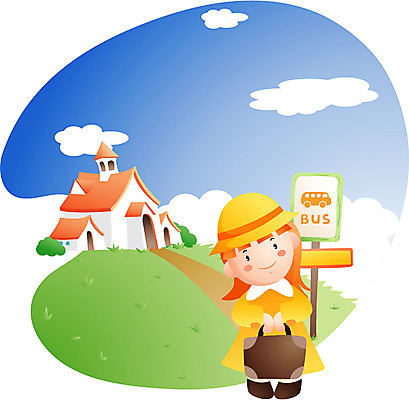 EPS 주간 직업 학생 여자 어린이교육 교육 어린이라이프 초등학생 어린이 일러스트 하늘 한명 사람 소녀 야외 유치원 유치원생 표지판 언덕 여자만 여자한명만 어린이만 소녀만 소녀한명만 국내일러스트 자연요소 1 라이프스타일 알림판 파일형식 벡터