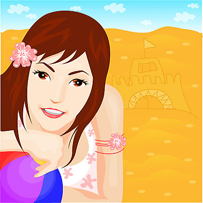 EPS 주간 모델 계절 여자 바다 여행 일러스트 휴가 한명 사람 상반신 20대 성인 해변 야외 여름 여름휴가 바캉스 비키니 모래사장 모래성 여자만 여자한명만 성인여자만 청년만 청년여자만 성인한명만 청년여자한명만 성인여자한명만 성인만 국내일러스트 자연요소 1 수영복 모래 청년 파일형식 벡터 여름_계절