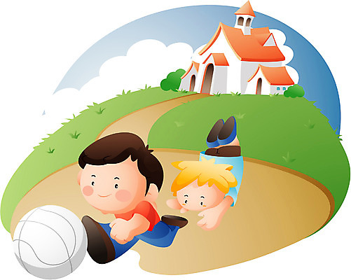 EPS 주간 직업 학생 남자 어린이라이프 어린이 일러스트 공 하늘 사람 소녀 소년 야외 두명 운동장 유치원 유치원생 언덕 공놀이 어린이만 국내일러스트 자연요소 라이프스타일 여자 교육 스포츠시설 놀이 공간 파일형식 벡터