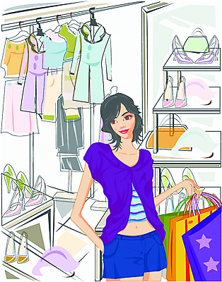 EPS 모자 우먼라이프 웰빙 옷 여자 패션 구두 신발 가방 일러스트 실내 한명 사람 20대 성인 쇼핑 쇼핑백 상점 여자만 여자한명만 성인여자만 청년만 청년여자만 성인한명만 청년여자한명만 성인여자한명만 성인만 국내일러스트 1 라이프스타일 잡화 청년 내부 파일형식 벡터