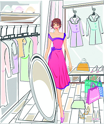 EPS 모자 우먼라이프 웰빙 잡화 옷 여자 패션 구두 신발 가방 일러스트 실내 한명 사람 20대 성인 쇼핑 쇼핑백 상점 거울 여자만 여자한명만 성인여자만 청년만 청년여자만 성인한명만 청년여자한명만 성인여자한명만 성인만 국내일러스트 1 라이프스타일 청년 내부 파일형식 벡터