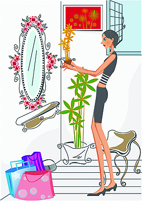 EPS 우먼라이프 웰빙 옷 여자 패션 화분 구두 의자 가방 일러스트 실내 한명 사람 20대 성인 쇼핑 쇼핑백 상점 거울 여자만 여자한명만 성인여자만 청년만 청년여자만 성인한명만 청년여자한명만 성인여자한명만 성인만 국내일러스트 1 라이프스타일 잡화 가구 신발 청년 내부 파일형식 벡터