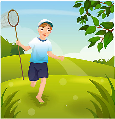 EPS 주간 나무 어린이교육 교육 남자 행복 초등학생 어린이 일러스트 하늘 한명 사람 소년 잔디 야외 소풍 수집 언덕 곤충채집 채집망 남자만 남자한명만 어린이만 소년만 소년한명만 국내일러스트 자연요소 식물 1 학생 감정 곤충 야외활동 파일형식 벡터