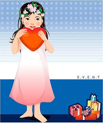 EPS 여자 리본 초등학생 어린이 일러스트 선물 사랑 한명 사람 소녀 선물상자 하트 여자만 여자한명만 어린이만 소녀만 소녀한명만 국내일러스트 모양 1 학생 감정 상자 파일형식 벡터