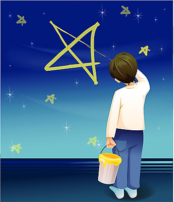 EPS 남자 별 초등학생 어린이 일러스트 자연 한명 사람 소년 물감 남자만 남자한명만 어린이만 소년만 소년한명만 국내일러스트 자연요소 1 학생 미술도구 생태계 파일형식 벡터