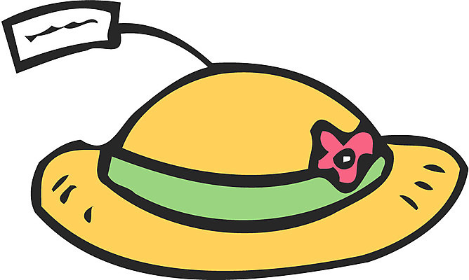 EPS 모자 잡화 꽃 컬러 일러스트 사람없음 장식 한개 노란색 꼬리표 중절모 오브젝트 가격표 클로슈 여성용 국내일러스트 식물 모자_잡화 1 라벨 파일형식 벡터