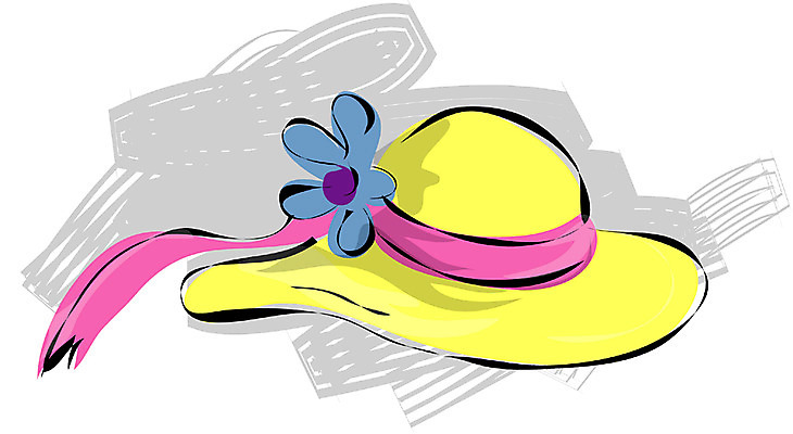 EPS 모자 잡화 꽃 컬러 여행 일러스트 휴가 사람없음 장식 한개 노란색 중절모 오브젝트 클로슈 여성용 국내일러스트 식물 모자_잡화 1 파일형식 벡터