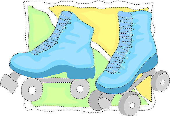 EPS 잡화 스포츠용품 컬러 하늘색 신발 일러스트 사람없음 두개 스케이트 롤러블레이드 오브젝트 한켤레 국내일러스트 1 스포츠 2 취미 파란색 파일형식 벡터