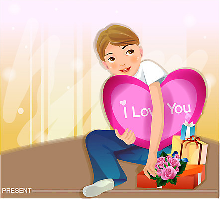 EPS 남자 꽃 초등학생 어린이 쿠션 일러스트 베개 선물 사랑 한명 사람 소년 장미 하트 남자만 남자한명만 어린이만 소년만 소년한명만 국내일러스트 모양 식물 1 학생 감정 침구 파일형식 벡터