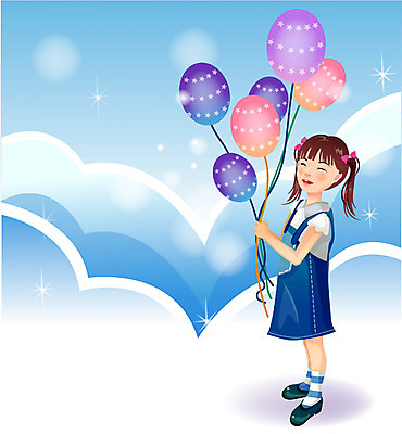 EPS 여자 초등학생 어린이 일러스트 한명 사람 소녀 풍선 여자만 여자한명만 어린이만 소녀만 소녀한명만 국내일러스트 1 학생 파일형식 벡터