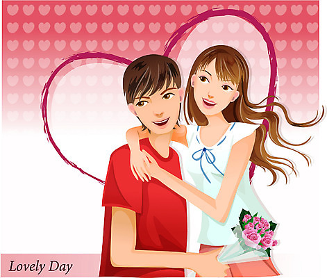 EPS 직업 학생 라이프스타일 커플 여자 기념일 남자 꽃 대학생 꽃다발 일러스트 사람 이벤트 청년 성인 두명 장미 로맨틱 여대생 총각 청년만 성인만 국내일러스트 식물 컨셉 관계 생활 파일형식 벡터