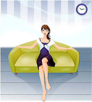 EPS 직업 학생 우먼라이프 여자 대학생 포즈 가구 거실 일러스트 집안 휴식 실내 한명 사람 20대 성인 소파 벽시계 여자만 여자한명만 성인여자만 청년만 청년여자만 성인한명만 청년여자한명만 성인여자한명만 성인만 국내일러스트 1 라이프스타일 시계 생활용품 컨셉 의자 청년 내부 파일형식 벡터