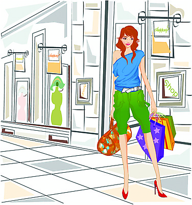 EPS 우먼라이프 웰빙 옷 여자 패션 구두 가방 일러스트 거리 한명 사람 20대 성인 야외 쇼핑 쇼핑백 상점 여자만 여자한명만 성인여자만 청년만 청년여자만 성인한명만 청년여자한명만 성인여자한명만 성인만 국내일러스트 1 라이프스타일 잡화 신발 청년 파일형식 벡터