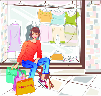 EPS 우먼라이프 웰빙 옷 여자 패션 구두 가방 일러스트 거리 한명 사람 20대 성인 쇼핑 쇼핑백 상점 여자만 여자한명만 성인여자만 청년만 청년여자만 성인한명만 청년여자한명만 성인여자한명만 성인만 국내일러스트 1 라이프스타일 잡화 신발 청년 파일형식 벡터