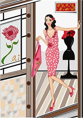 EPS 모자 우먼라이프 라이프스타일 웰빙 옷 여자 패션 구두 일러스트 한명 사람 20대 성인 쇼핑 쇼핑백 장미 상점 여자만 여자한명만 성인여자만 청년만 청년여자만 성인한명만 청년여자한명만 성인여자한명만 성인만 국내일러스트 1 잡화 꽃 신발 가방 청년 생활 파일형식 벡터