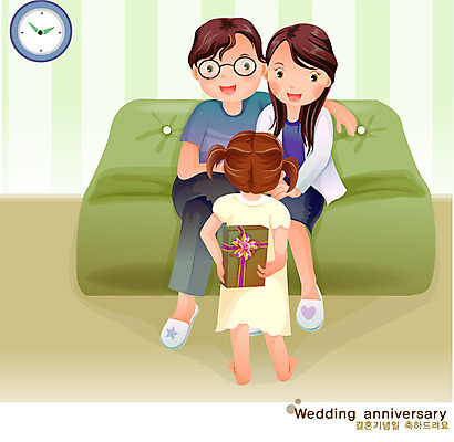 EPS 전신 여자 기념일 남자 행복 어린이 시계 결혼 거실 일러스트 가정 가족 엄마 주택 실내 선물 사랑 가족애 미소 웃음 사람 소녀 이벤트 세명 부모 소파 화목 기쁨 자녀 축하 아빠 핵가족 즐거움 결혼기념일 깜짝선물 국내일러스트 감정 컨셉 의자 관계 표정 내부 건물 파일형식 벡터