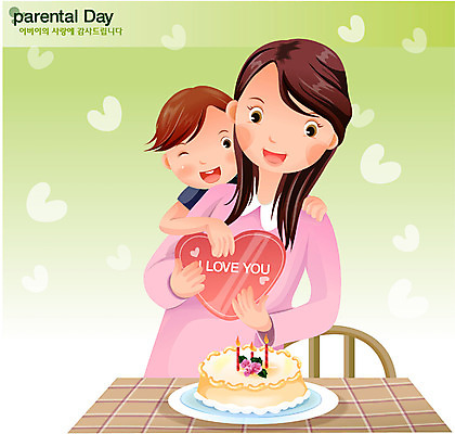 EPS 여자 기념일 남자 행복 어린이 일러스트 촛불 가정 가족 포옹 식탁 탁자 엄마 실내 선물 사랑 가족애 미소 웃음 사람 소년 상반신 두명 부모 케이크 화목 자녀 하트 축하 어버이날 즐거움 국내일러스트 모자관계 모양 감정 아들 가구 컨셉 초 관계 안기 디저트 표정 이벤트 내부 파일형식 벡터