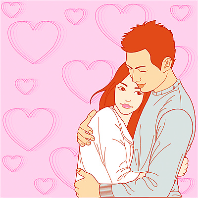 EPS 라이프스타일 커플 여자 남자 감정 일러스트 안기 포옹 사랑 사람 상반신 성인 두명 하트 성인만 국내일러스트 모양 관계 모션 생활 파일형식 벡터