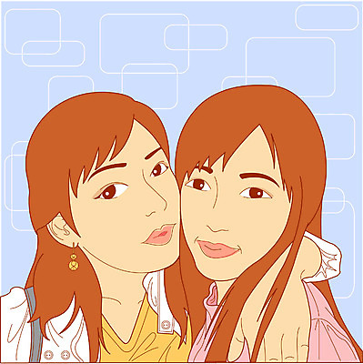 EPS 라이프스타일 여학생 여자 포즈 일러스트 포옹 사람 상반신 두명 친구 우정 여자만 국내일러스트 학생 관계 안기 생활 파일형식 벡터